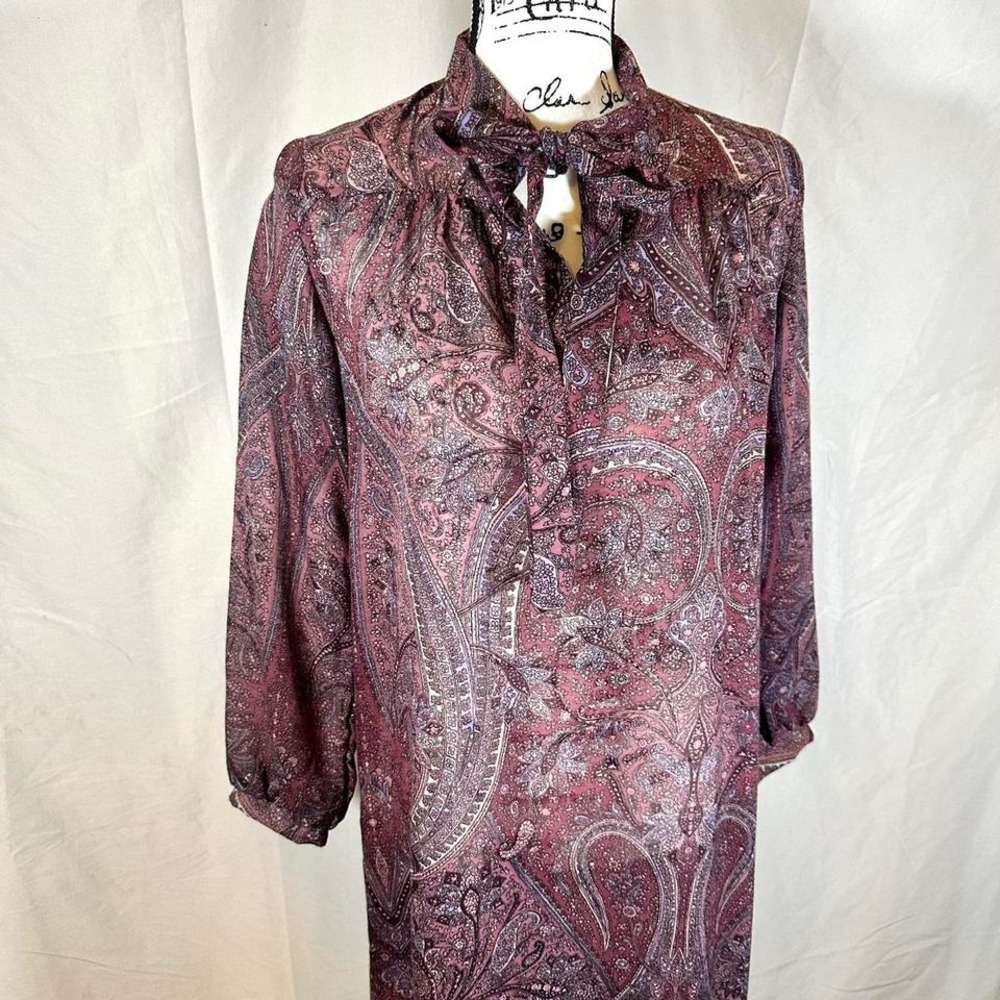 Vintage Queens Way to Fashion Midi Dress Women's 6 Plus Sheer Paisley Retro - Picture 2 of 8